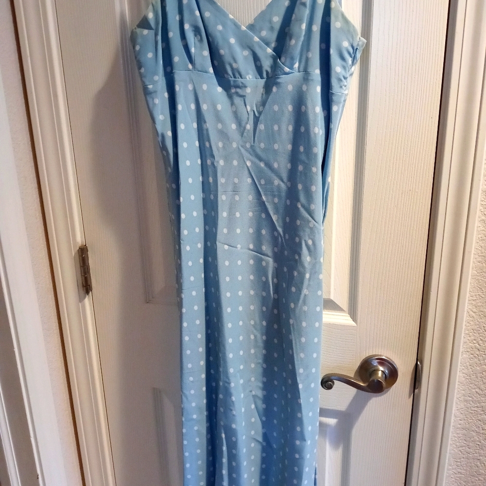 Light blue polka dot dress